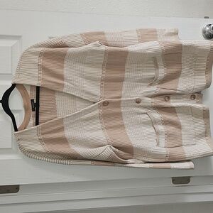 Alfani Beige and Cream Striped Cardigan